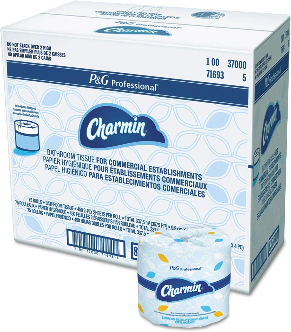 Amazon Com Commercial Bathroom Tissue Septic Safe 2 Ply White 450 Sheets Roll 75 Carton Home Kitchen