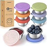 SANEXC 8 Pack - 1.6 Oz Small Salad Dressing Containers To Go, Leakproof Condiment Containers with Lids Reusable Stainless Steel Sauce Cups for Lunch Boxes Kitchen Storage Picnics Travel Meal Prep