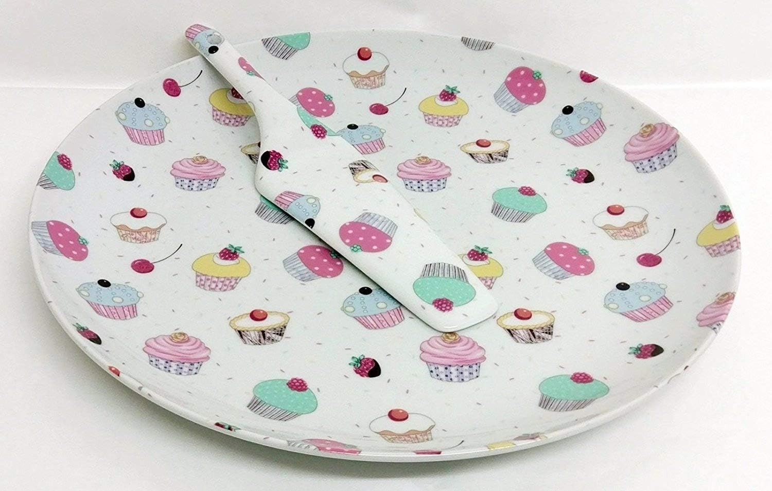 Fairy Cupcakes Cake Pie Dessert Serving Set Bone China Large Plate & Cake Server Hand Decorated in UK