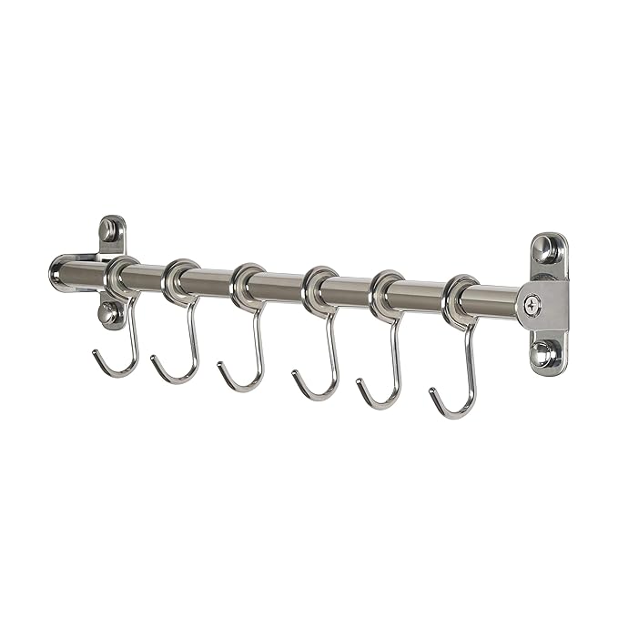 WEBI Kitchen Sliding Hooks, Solid Stainless Steel Hanging Rack Rail
