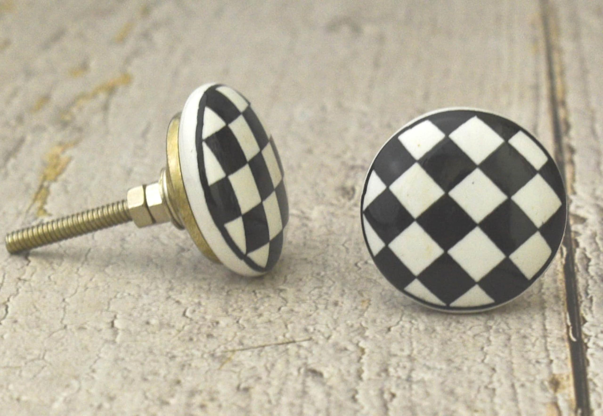 ARTISNO Ceramic Black and White Knobs Kitchen Cabinet Drawer Knobs Hardware Knobs Handmade Knobs Cabinet Knobs Ceramic Door Knobs. Set of 10 (Design 13) — image 1