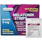 CALMOUR 10 Oral Sleep Strips | Quick-Dissolving 3mg Melatonin Strip | Works Faster Than Gummies | Relaxation Napping Supplements | The Ultimate Sleeping Aid for Better Rest and Eye Health