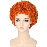 LeMarnia Woman or Girls Annie Wig Orange Short Curly Afro Wigs for Girls Halloween Party Costume Cosplay Wig