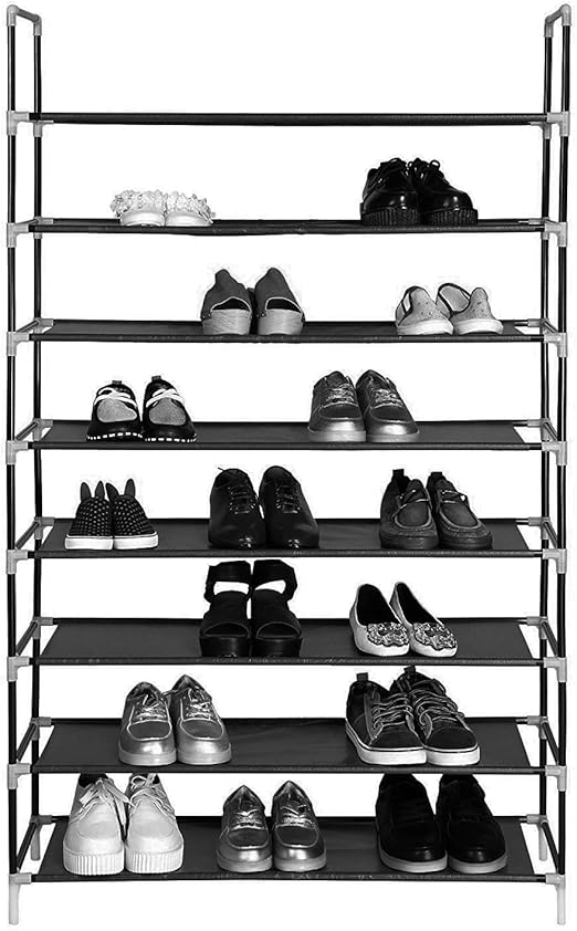 Amazon Com Kikionlife Black Thick Shoe Rack Non Woven Fabric Shoe Tower Storage Organizer Cabinet Extra Thick Home Kitchen