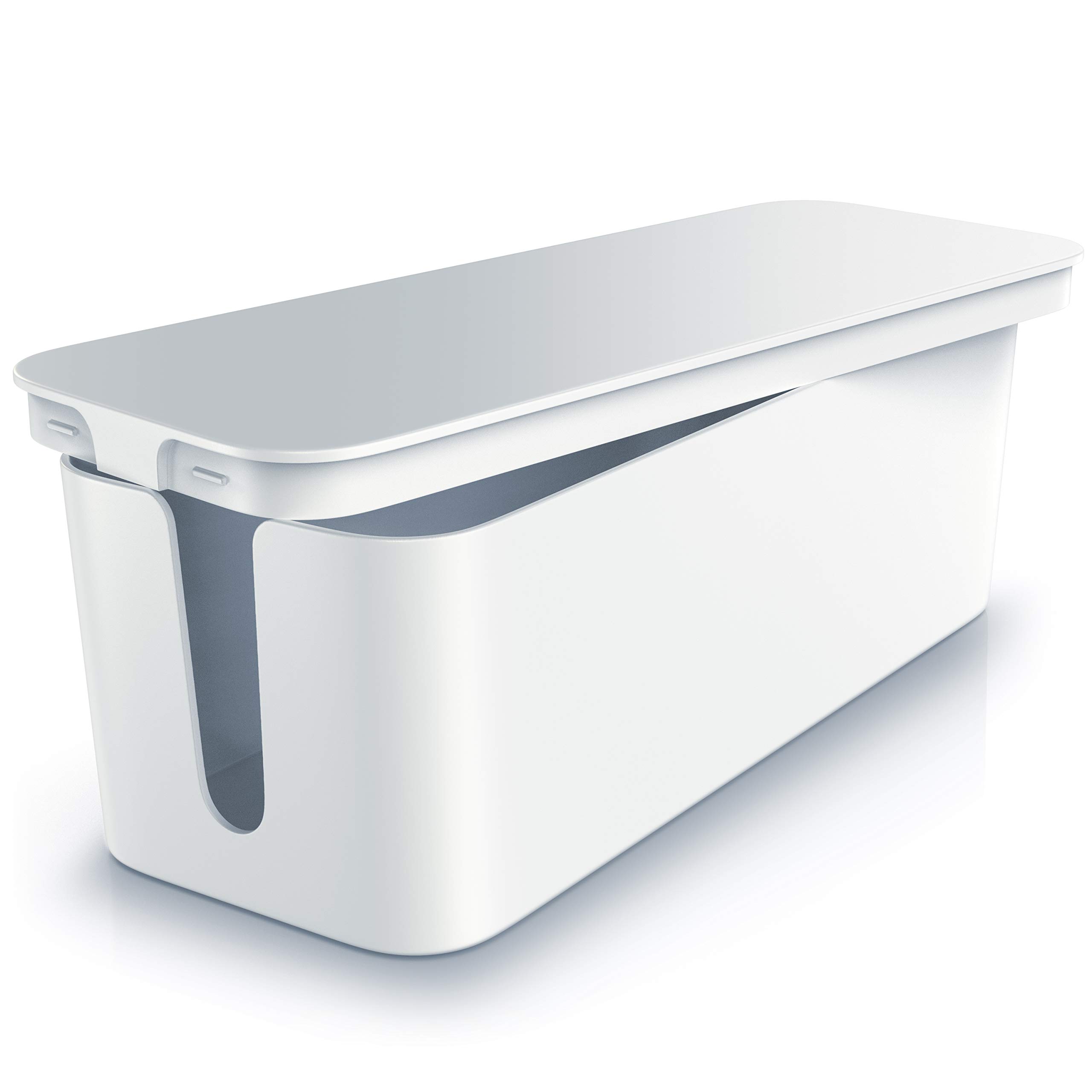 Bearware - Cable Tidy Box - Cable Management Box - Cable Organizer - Cable Box - Box for covering cables - Multiple Socket Organizer - Handy Charging Box - White