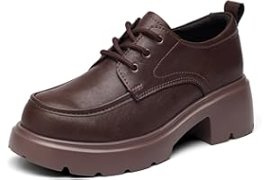 OTNDK Oxford Shoes for Women Platform Chunky Loafers Lace Up Casual Business Work Shoes