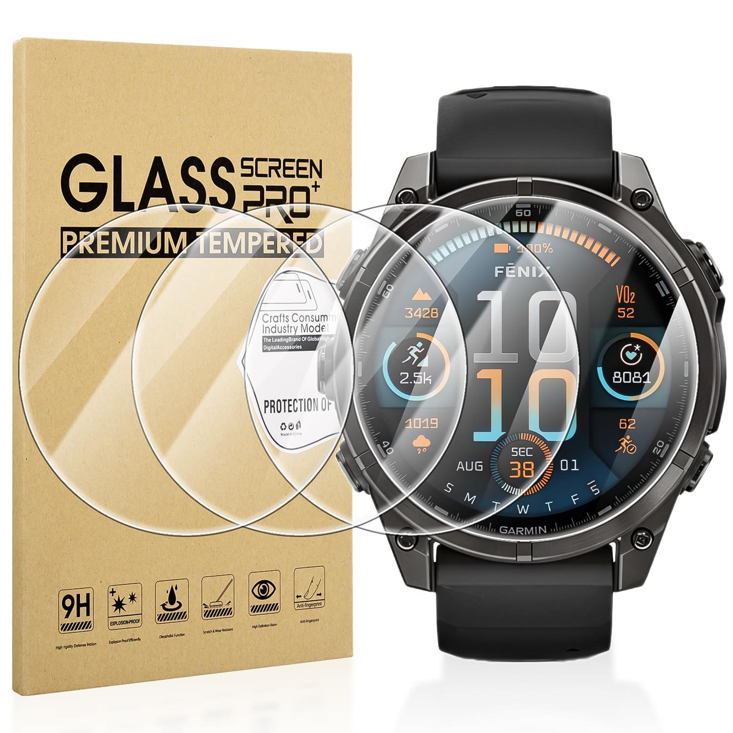 Diruite 4-Packs Tempered Glass for Garmin Fenix 8 (AMOLED) 47 mm Screen Protector Cover,HD Scratch-Resistant Tempered Glass Screen Protector