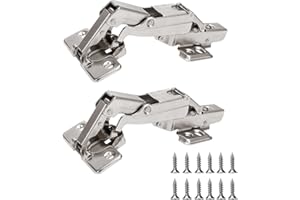 BADALU 165 Degree Kitchen Cabinet Hinges (1 Pair, 2 PCS) Concealed Hydraulic Adjustable Mounting, Soft Closing Nickel-Plated Steel Buffer Dampers for Frameless Cabinet Doors(Fixed Full Overlay)