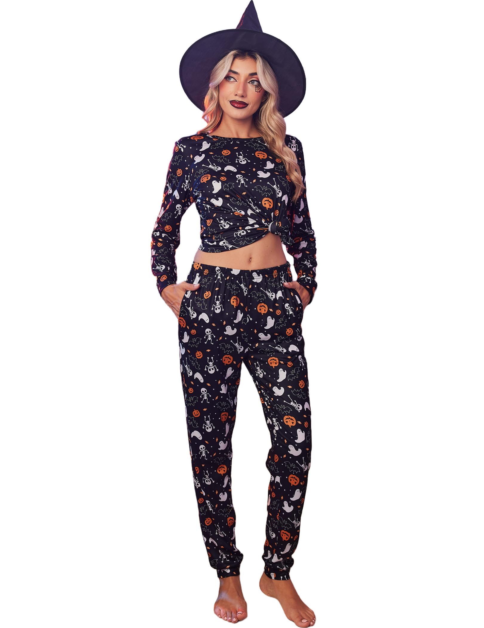 Ekouaer Women's Halloween Pajama Sets Casual 2Pcs
