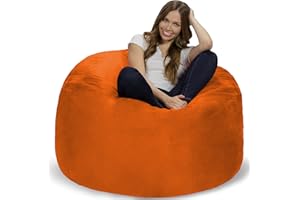 Chill Sack Bean Bag Chair: Giant 4' Memory Foam Furniture Bean Bag - Big Sofa with Soft Micro Fiber Cover - Orange