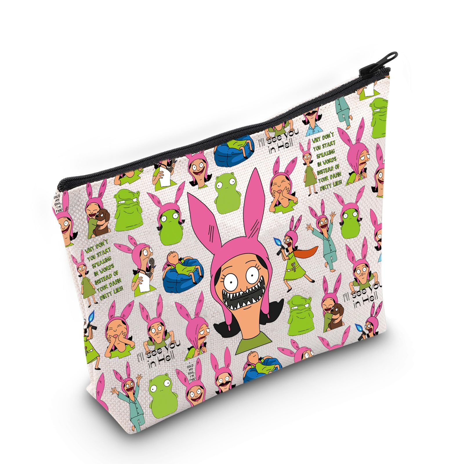 LEVLO Louis Belcher Cosmetic Bag Burgers Louis Belcher Fans Gift Bob Family Zipper Pouch Bag Louis Louis Belcher Merchandise, I'll See You Bag