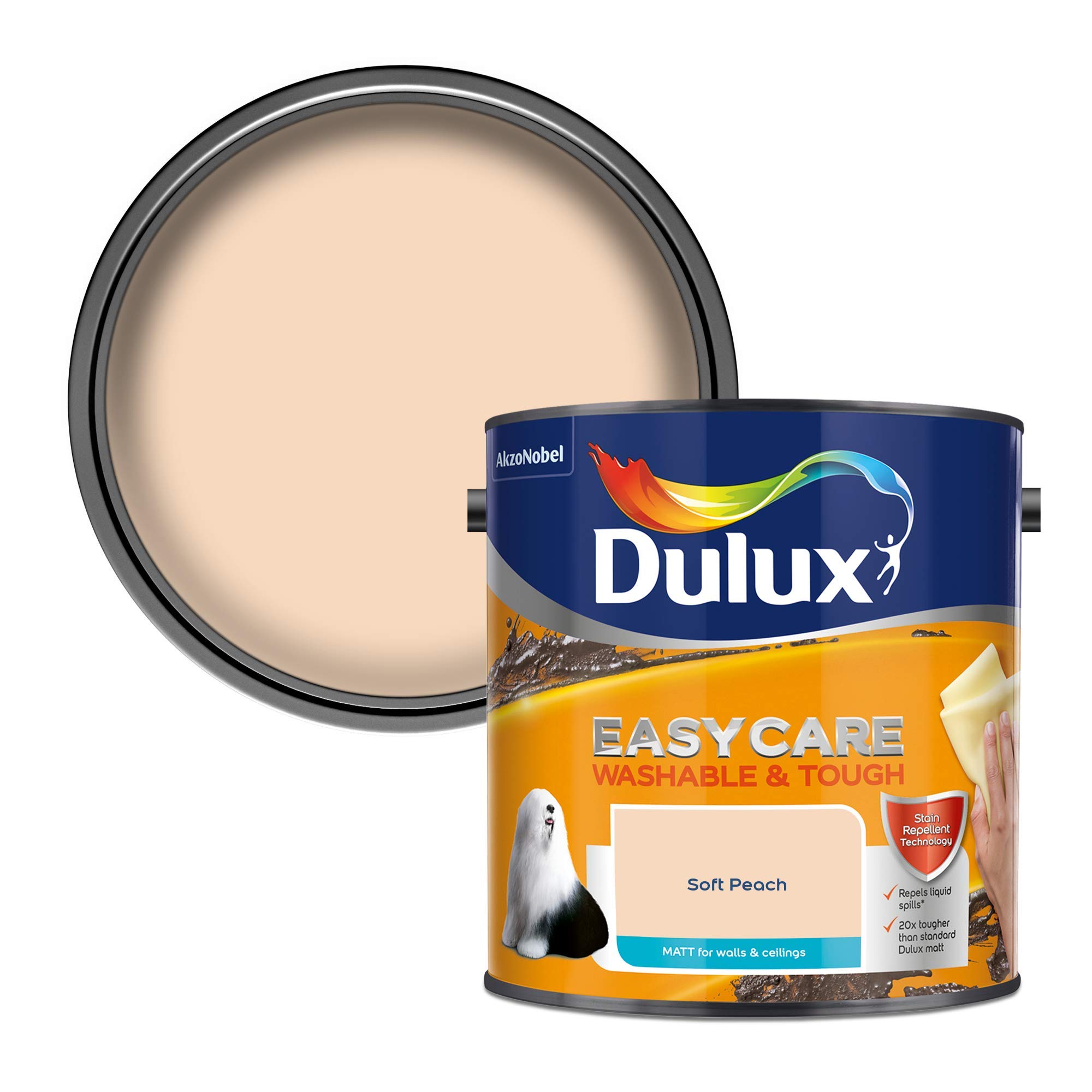Dulux Easycare Washable & Tough Matt Emulsion Paint - Soft Peach - 2.5L