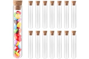 Labvida Glass Test Tubes for Plants 20pcs, 25x150mm vol. 50ml (1.69oz) Test Tube Shot Glasses with Cork Stoppers, LVH009
