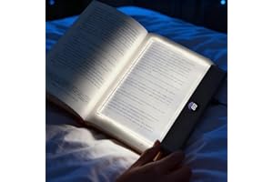 Avera Book Light, Rechargeable Flat LED Reading Light with 3 Color Temperatures & Timer, Dimmable Full Page Illumination for 