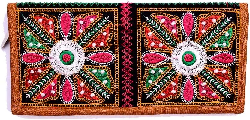 Hand Art India, Handcrafted Both Side Vintage Embrieodery Kutchi Work Woman's Hand Clutch