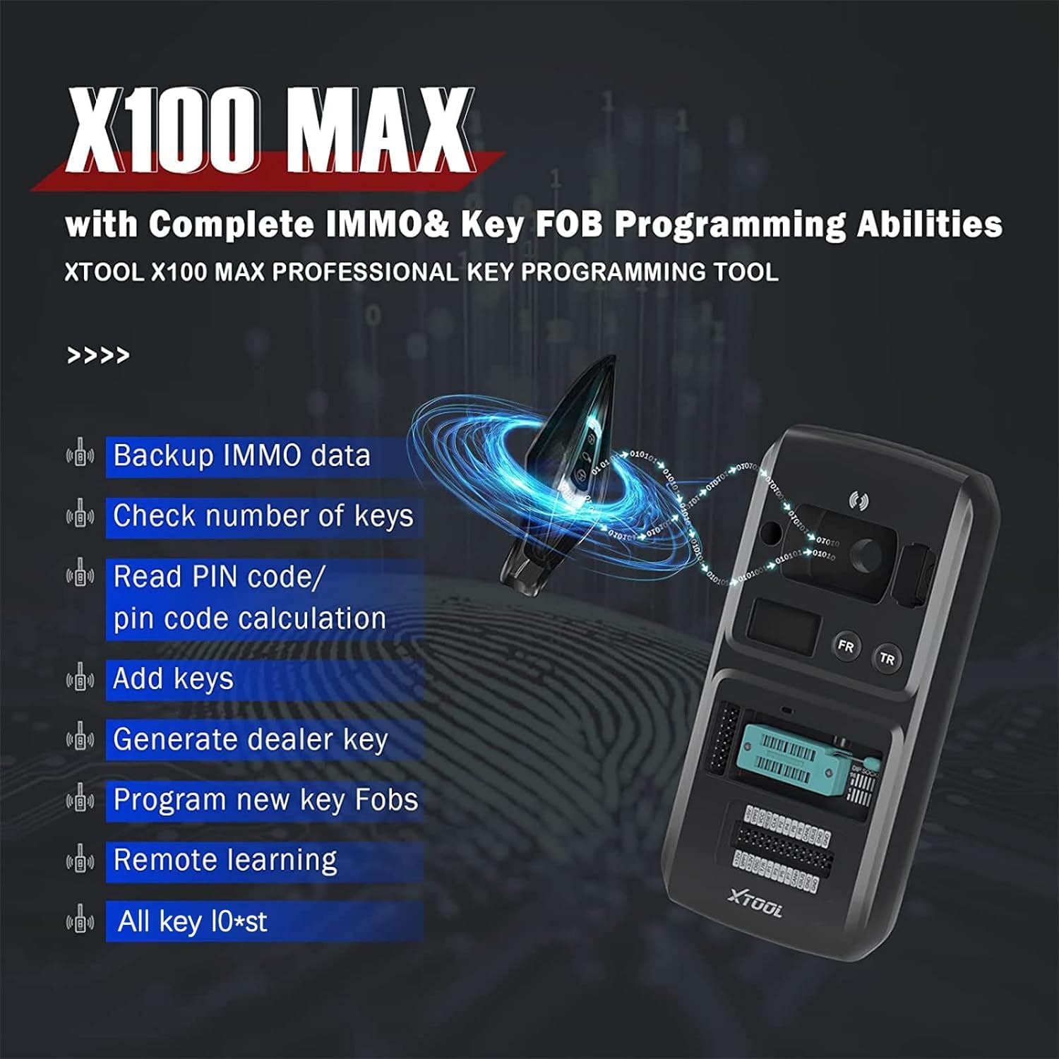 XTOOL X100 MAX アドバンスドキープログラミングツール KC501+ EEPROMアダプター + アダプターキット付き 読み取りピン トポロジーマッピング ECUコーディング 双方向制御 35以上のサービス 2年更新 CANFD