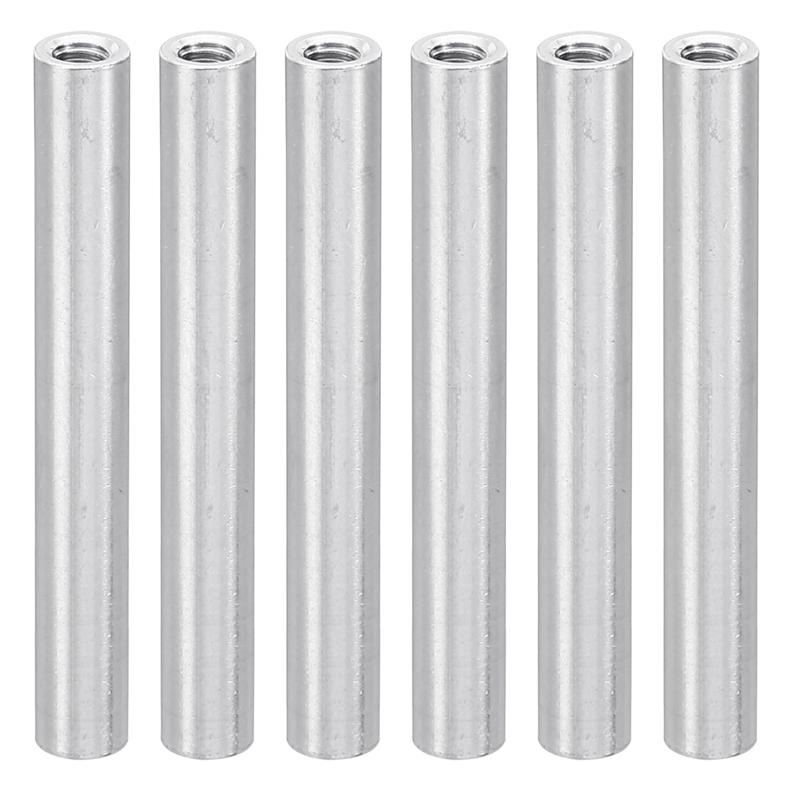 PATIKIL 6pcs M3 Metal Threaded Standoff Spacer Nuts, Round Aluminum Spacers Female Coupling Screws, 1/8" ID x 3/16" OD, Silver 3x5x40mm