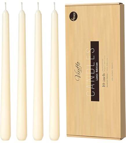 PrettyinCrystals 5 Premium Unscented 9-Inch Ribbed Wax Taper Candles For Wedding & Party Decor