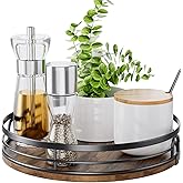 LAMU 9'' Lazy Susan Turntable Organizer for Cabinet, Round Wood Lazy Susan for Table Top, Kitchen, Countertop, Pantry, Spice, Bathroom Vanity, Coffee, Decor