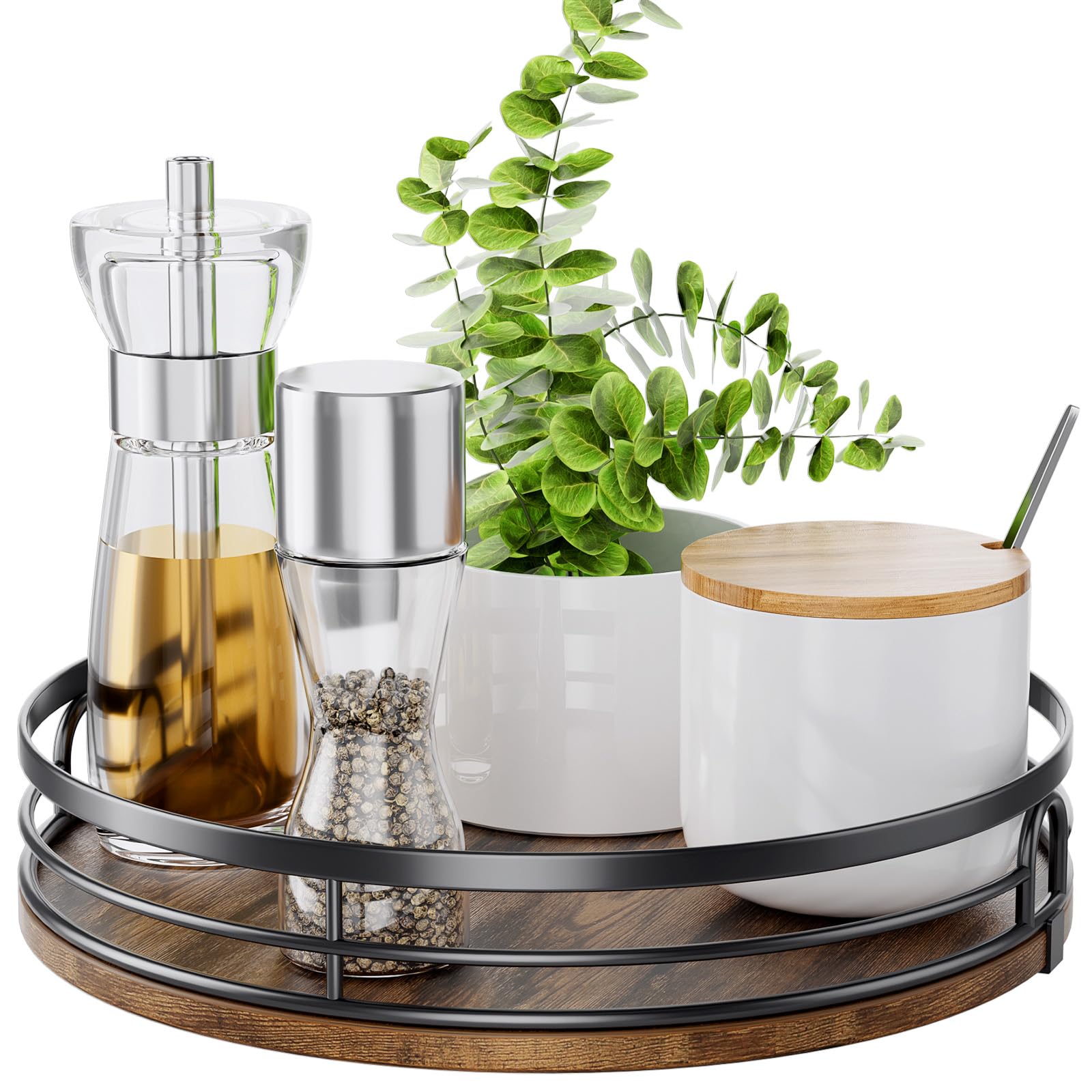 Photo 1 of ***(PARTS ONLY/ MAJOR DAMAGE/ NON FUNCTIONAL)***LAMU 9'' Lazy Susan Turntable Organizer for Cabinet, Round Wood Lazy Susan for Table Top, Countertop, Kitchen, Pantry, Spice, Bathroom Vanity, Decor