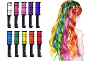 10 Colors Hair Chalk Comb for Girls Kids, HOINCO Temporary Bright Hair Color Dye Washable Hair Color Chalk for Girls Age 4 5 6 7 8 9 10+ Birthday Party Halloween Christmas Cosplay New Year