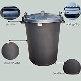 OptiProducts 110L Heavy Duty Black Plastic Rubbish Refuse Bin with Locking Lid view 5