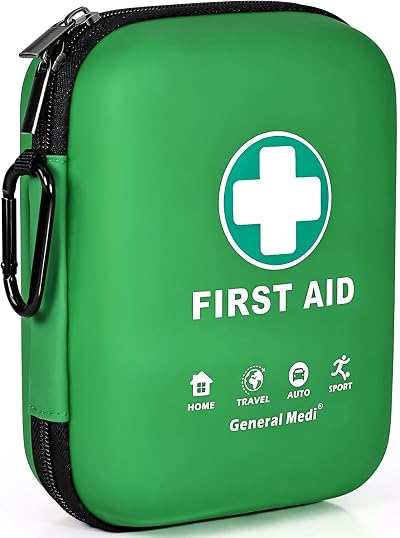 General Medi First Aid Kit 170 Pieces Hard Case Green Travel Home Office
