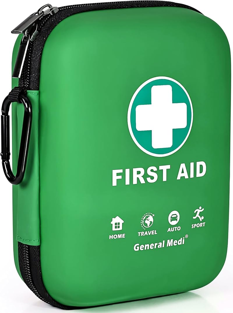 General Medi First Aid Kit 170 Pieces Hard Case Green Travel Home Office