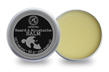 Bart Balsam 60g - Balsam für den Bart mit Natürlicher Mandelöl - Arganöl - Jojobaöl - Kakao Butter - Sandelholzöl - Bergamott