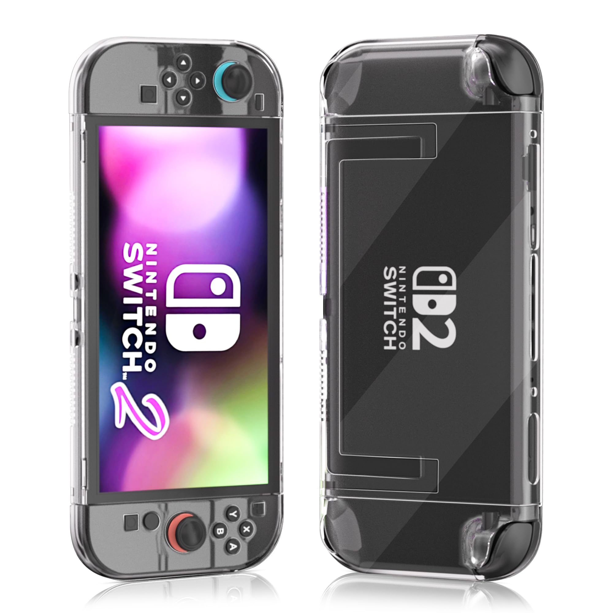 PAWDIARY Clear Switch 2 Dockable Case for Nintendo Switch 2025, Ultra-Thin Hardshell Protective Cover Skin Fit Switch 2 Console & Controller Grip, Waterproof Anti-Scratch Transparent Protector