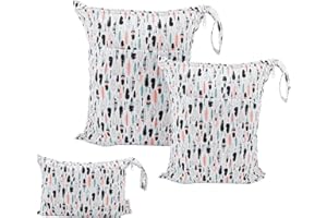 ALVABABY 3pcs Baby Cloth Diaper Wet Dry Bags Waterproof Reusable with Two Pockets Travel Beach Pool Daycare Soiled Baby Items Yoga Gym Bag for Swimsuits or Wet Clothes 3L-H1