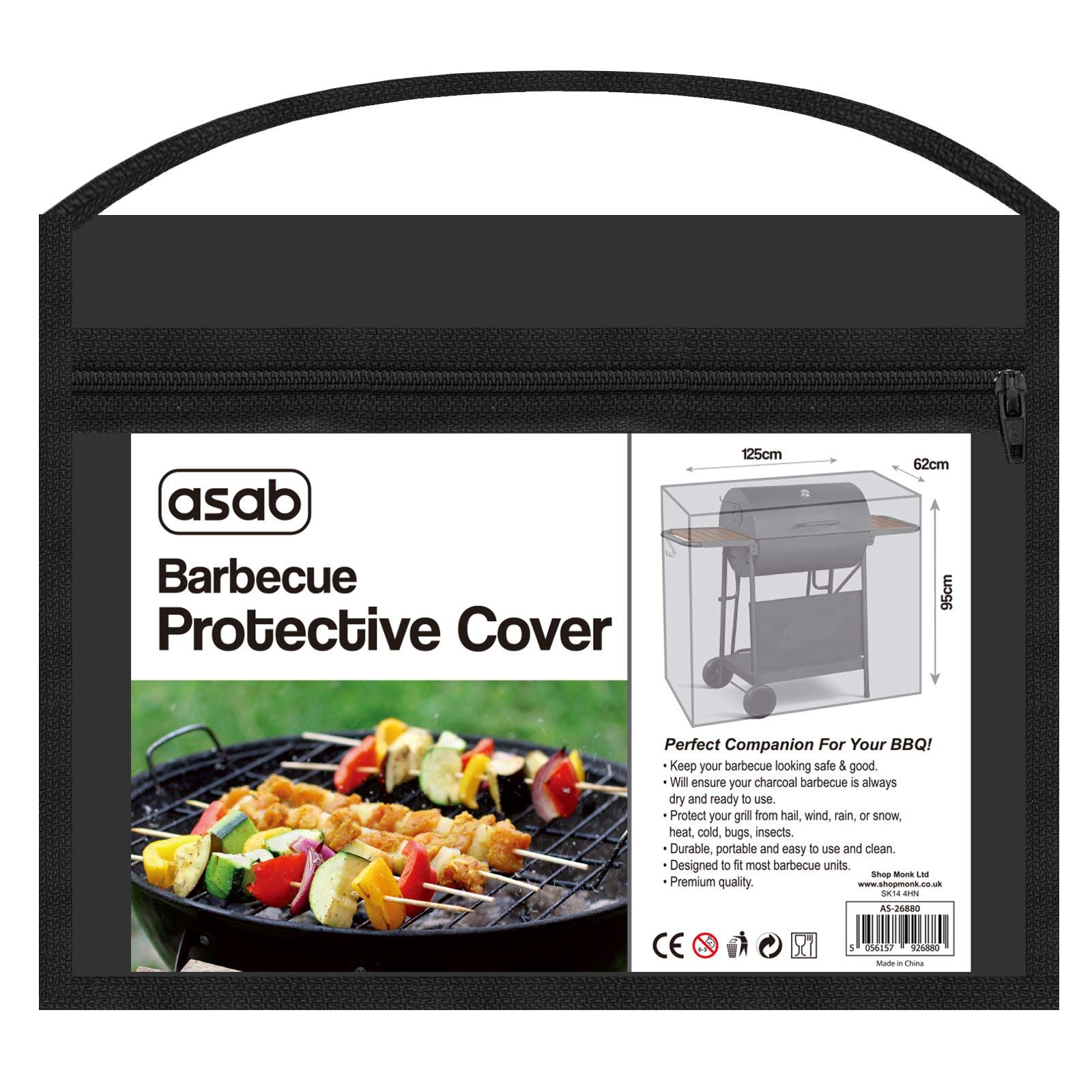 ASAB Heavy Duty BBQ Cover Waterproof Durable Plastic Barbecue Cover UV Protection Secure Windproof Dustproof and Portable Oil Drum Gas Charcoal BBQ Cover for Outdoor Grill Protection 125x62x95cm