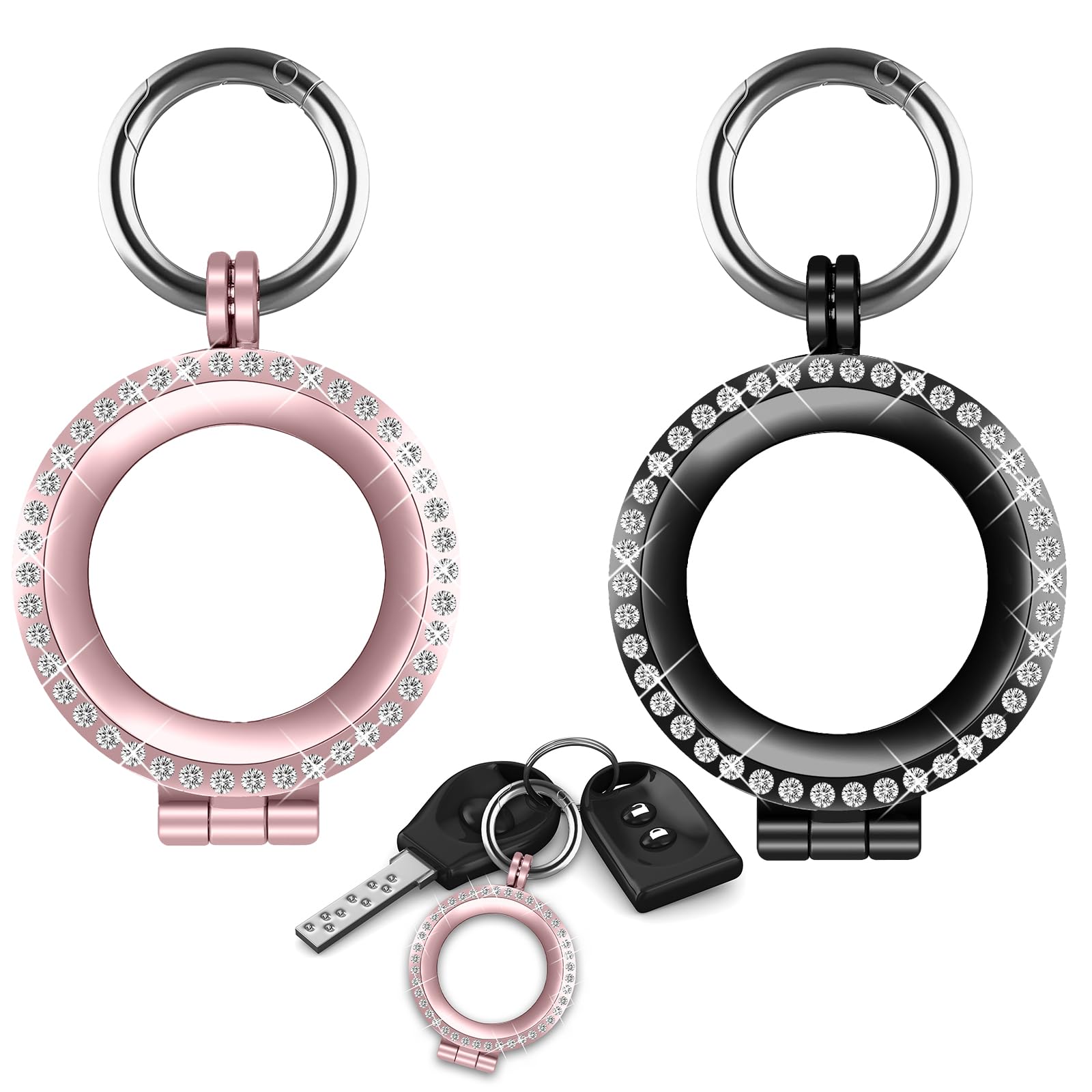 KASESSS 2 Pcs Airtag Holder, Anti-Lost Airtag Keyring, Metal Airtag Case Secure Air Tag Holder for Keys Bags Luggage Pet Collars, Air Tag Holders Compatible for Apple Airtag Protective Case