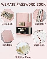 WEMATE Password Book with Lock 600+ Entries Rose Gold 4.33 x 6.18 in view 8