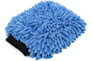 The Rag Company - Premium Chenille Microfiber Knobby Wash Mitts - Perfect for Car Washing and Detailing; Scratch-Free, Lint-Free, Double-Sided, Plush, and Absorbent; Blue (2-Pack)