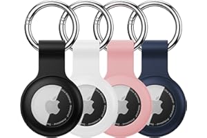 4 Pack Silicone AirTag Holder - Durable Protective Cover Case with Keychain, Compatible with Apple AirTags for Luggage, Pets 