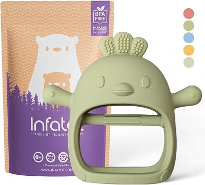 Infatot Teething Mitten Chicken Silicone Baby Glove Teether Olive