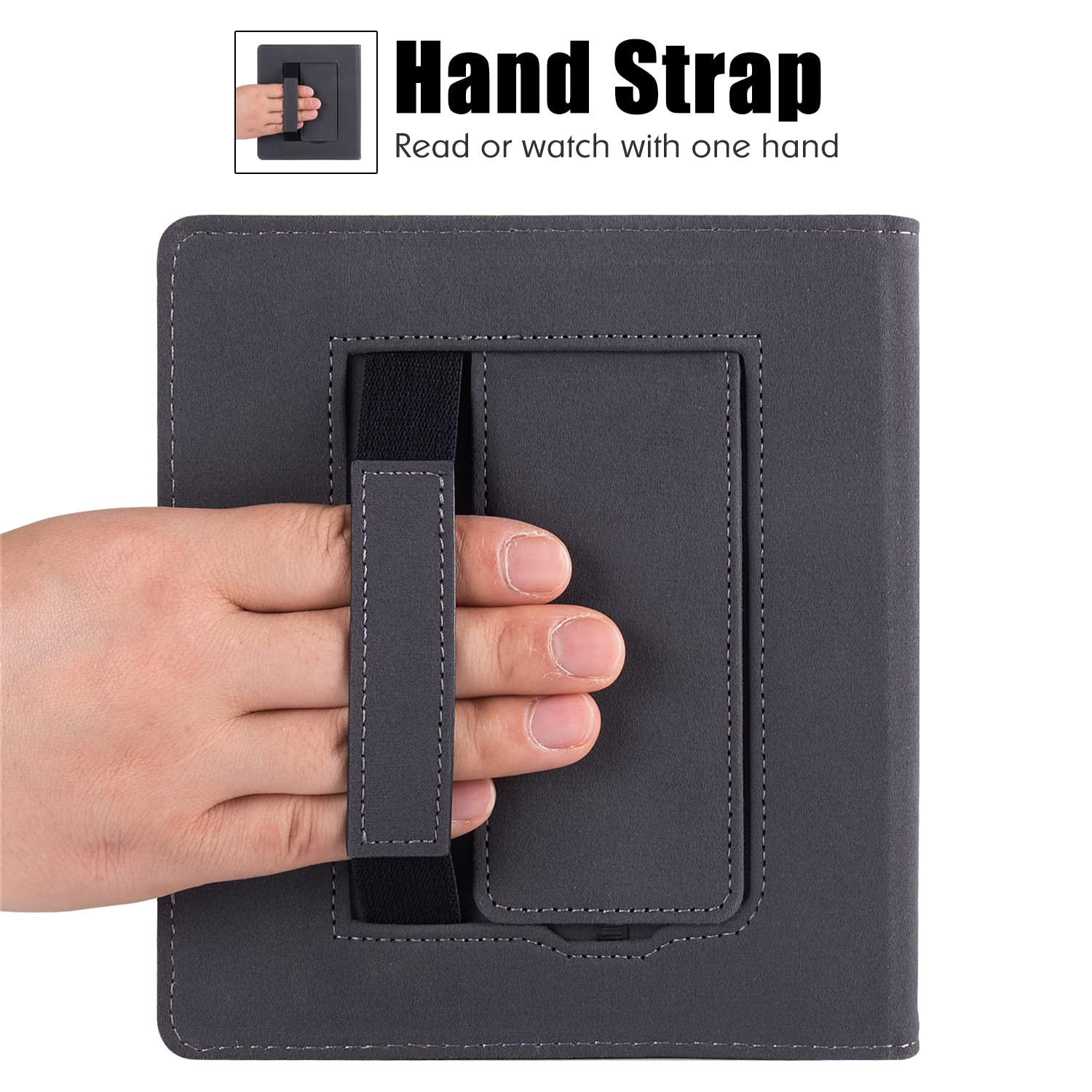 BOZHUORUI Stand Case for Kindle Oasis (9th Generation 2017 Release and 10th Generation 2019 Release) - PU Leather Folio Sleeve Cover with Hand Strap and Auto Sleep/Wake (Magnolia)