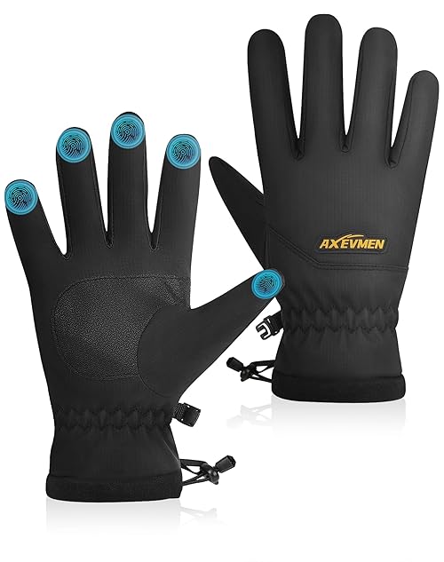 AXEVMEN Winter Waterproof Gloves (Black, X-Small)