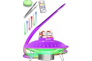 TRICASE 1 Hose Hookah Set With Everything - UFO Purple Hookah Set 1 Hose Hookah - Shisha Hookah Set with Hookah Charcoal Holder & Amazing Led Light Remote & Big Black Silicone Hookah Bowl - Mini Hookah Set