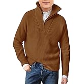 Meikulo Boys Quarter Zip Pullover Sweater Kids Fashion Knit Jumper Clothes 5-14 Years
