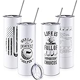 Patelai 4 Pcs Golf Tumbler Golf Gifts for Men 20oz Insulated Tumbler with Lid Straw Funny Coffee Cup Gift for Dad, Husband, Golfer, Groomsmen, Grandpa, Uncle, Boyfriend, Father, Birthday, Valentine