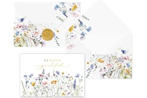 Gooji 4x6 Meadow Bloom Beyond Grateful Floral Thank You Cards, Bridal Shower, Wedding, Baby Shower, Birthday, Small Business 