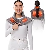 HENNCHEE Heating Pad for Neck and Shoulders and Back Pain Relief, Battery Wireless Heated Wrap Weighted Neck Warmer Grey