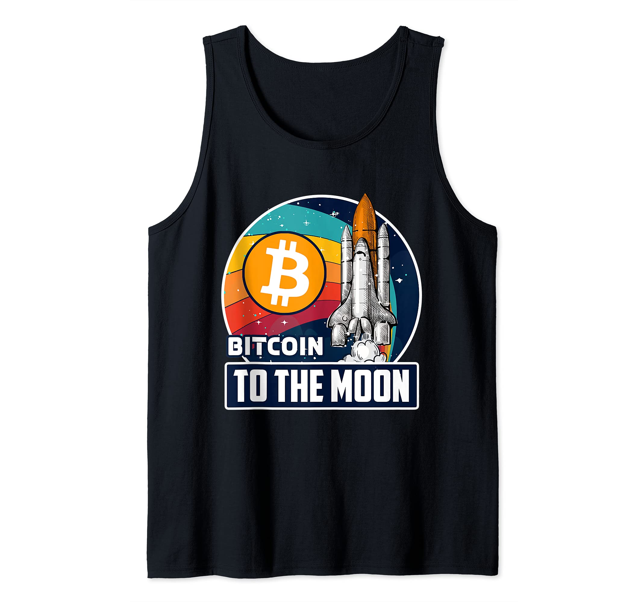 Bitcoin to the Moon, Digital Crypto, BTC, Retro Spaceship Tank Top