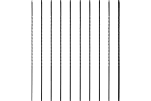 Myard Long Twist 1/2 Inches Square Iron Stair Deck Balusters, 44 Inches 10-Pack (Satin Black)