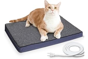 MARUNDA Outdoor Pet Heating Pad for Dogs & Cats - 100% Waterproof Memory Foam Outdoor Heated Cat Bed with Double Built-in AutoThermostat - Heated Pet Bed for Outside Animals (20 X 16 Inch, Heated)