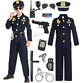 Miulruma Cop Costume for Kids Boys Police Officer Costume Suit with Hat Toddler Halloween Costume Outfit Set with Stuff Toy