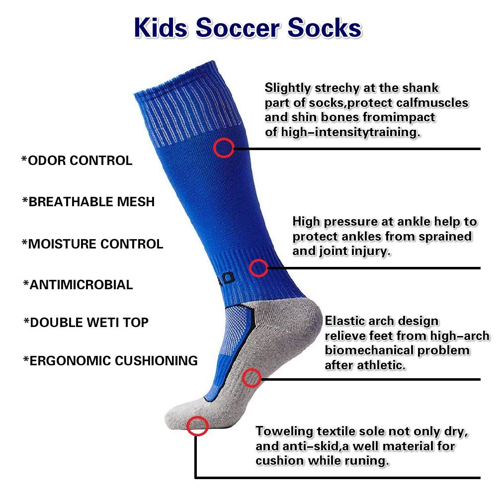 LITAO for Little Boys/Girls Outfits Compression Long Sport Soccer Socks 2 Pack (Kids/Youth Gifts) (Black),Black,Medium
