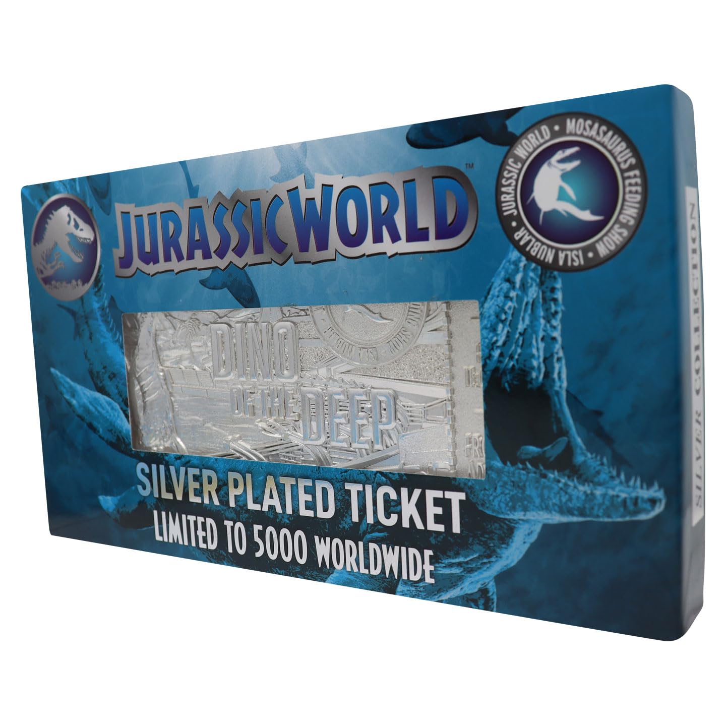 Fanattik UV-JWD11 Jurassic World Limited Edition Silver Plated Mosasaurus Ticket, Multi-Coloured